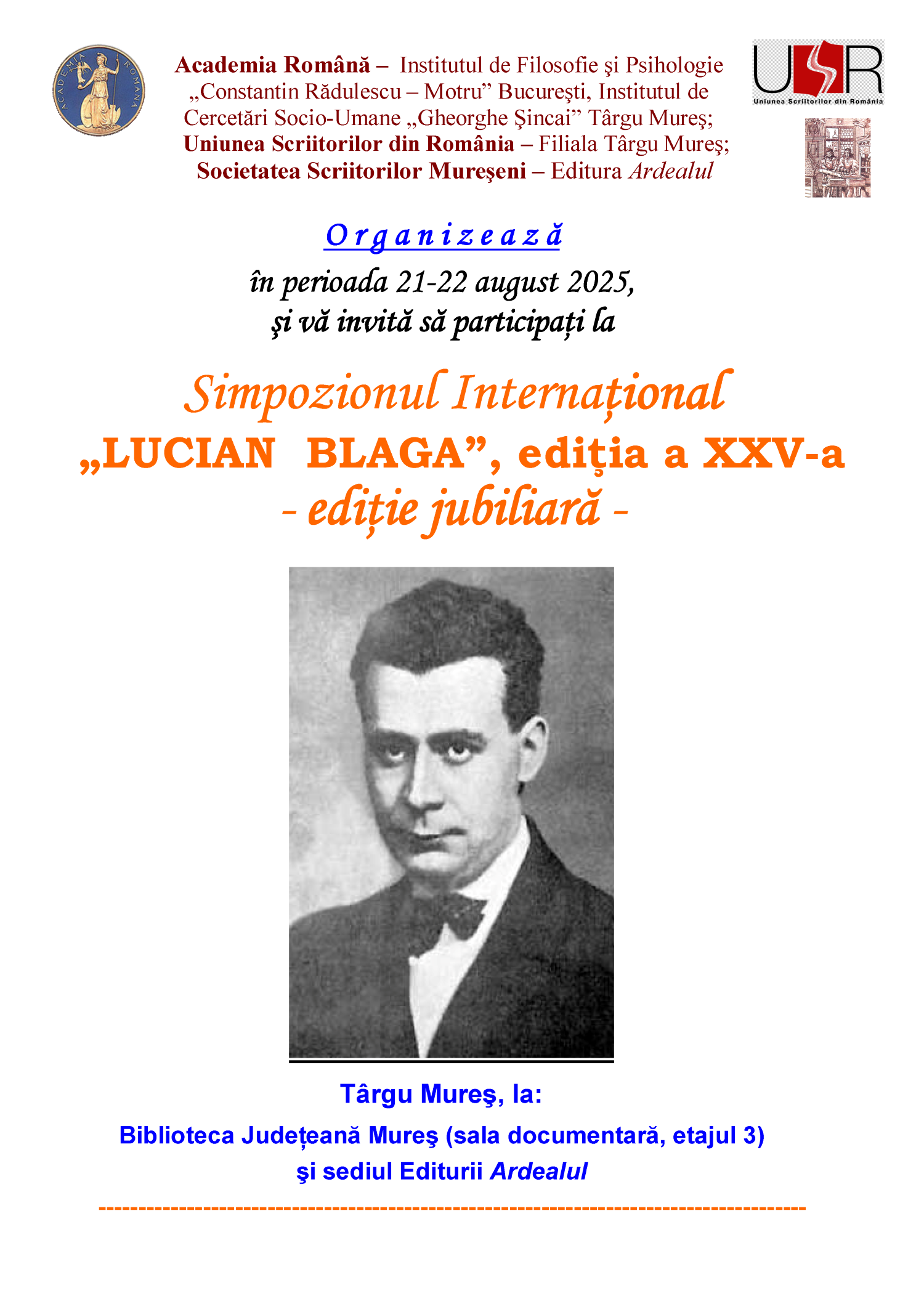 Simpozionul internațional LUCIAN BLAGA Ediția XXV – jubiliară